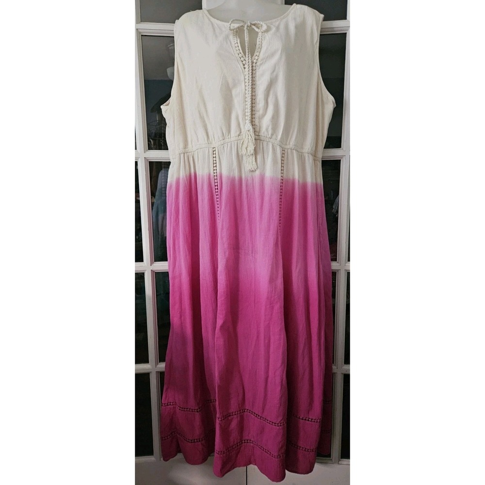 Plus‎ Size 100% Cotton Bright Berry Ombre Sleeveless Midi Lounger #193